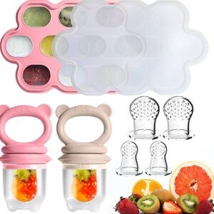 Baby Breastmilk Popsicle Molds & Fruit Feeder (2 Pack), Baby Pink/Purple NEW